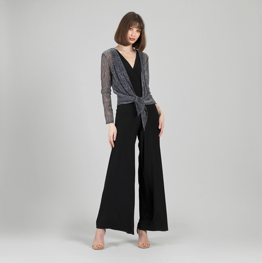 Sheer Shimmer Tie Front Cardigan