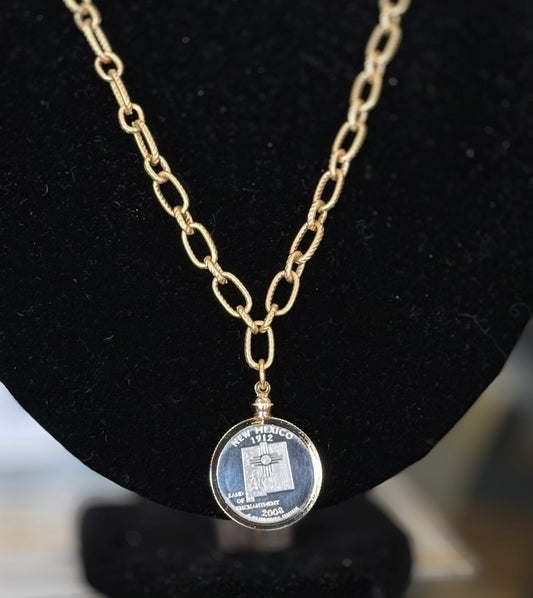 Gold Chain Necklace w/ NM Quarter (LJ493)