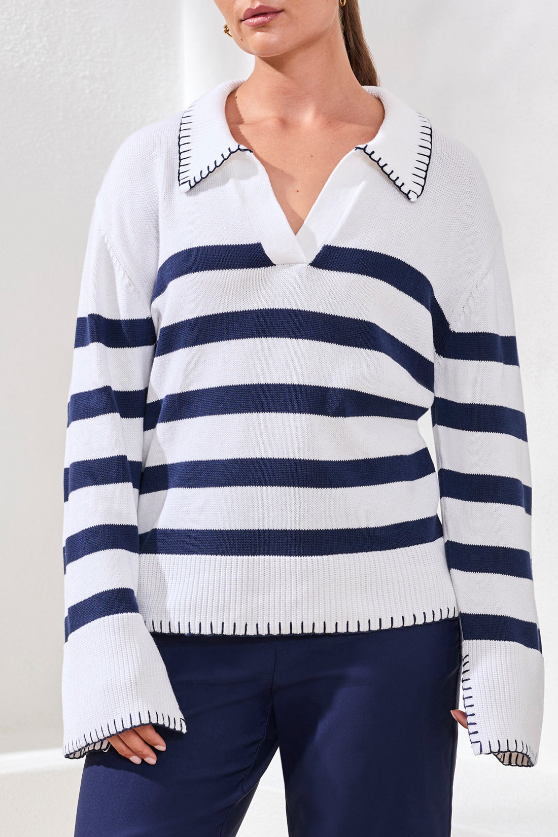 The Jet Set Blanket Stitch Polo
