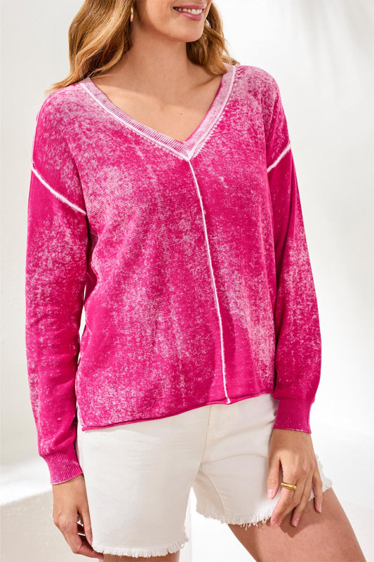 Pink Crush V-Neck Sweater