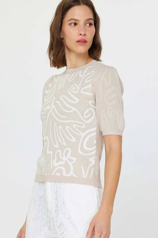 Abstract Pattern Knit Top