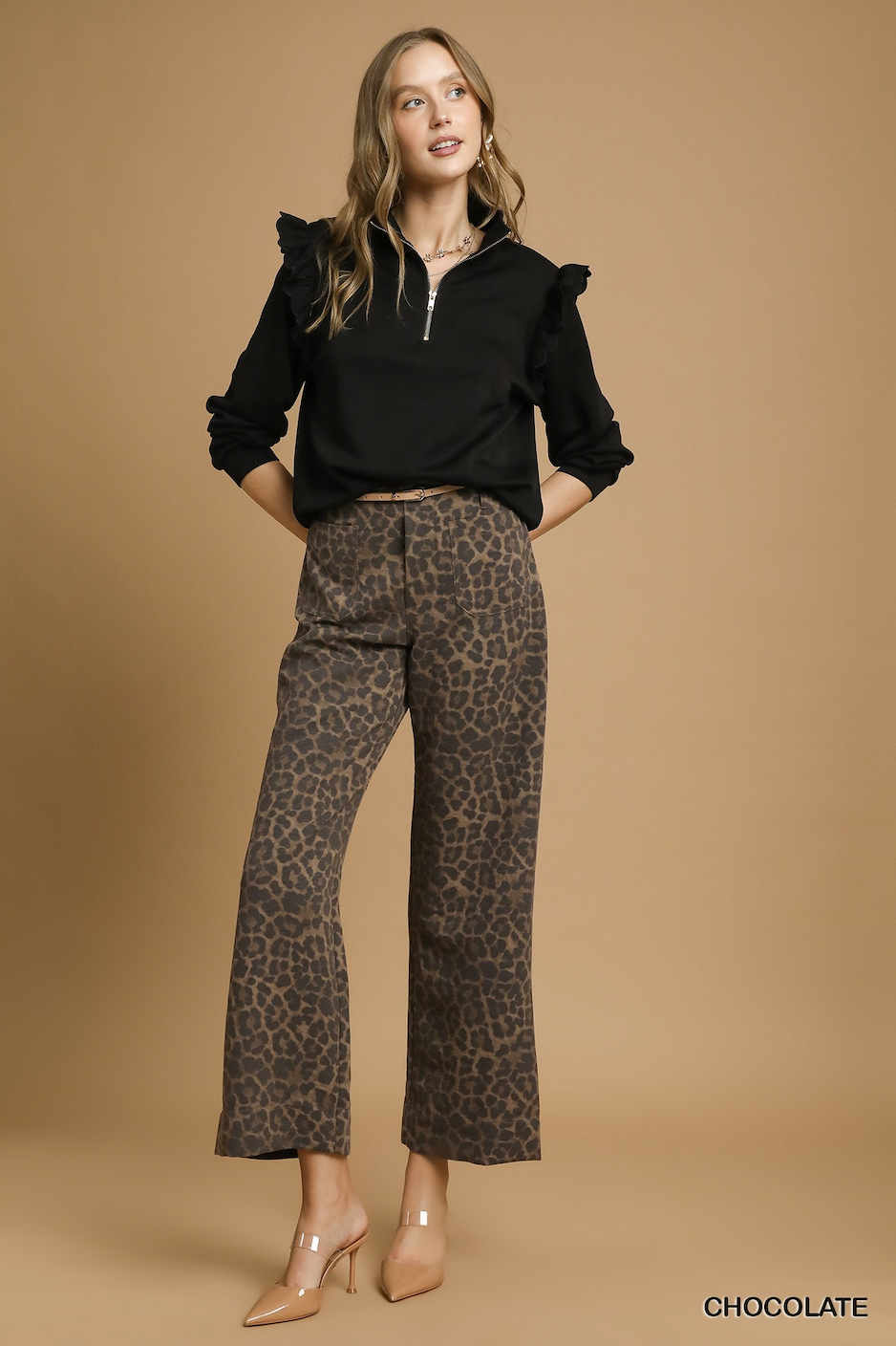 Animal Print Wide Leg Pants
