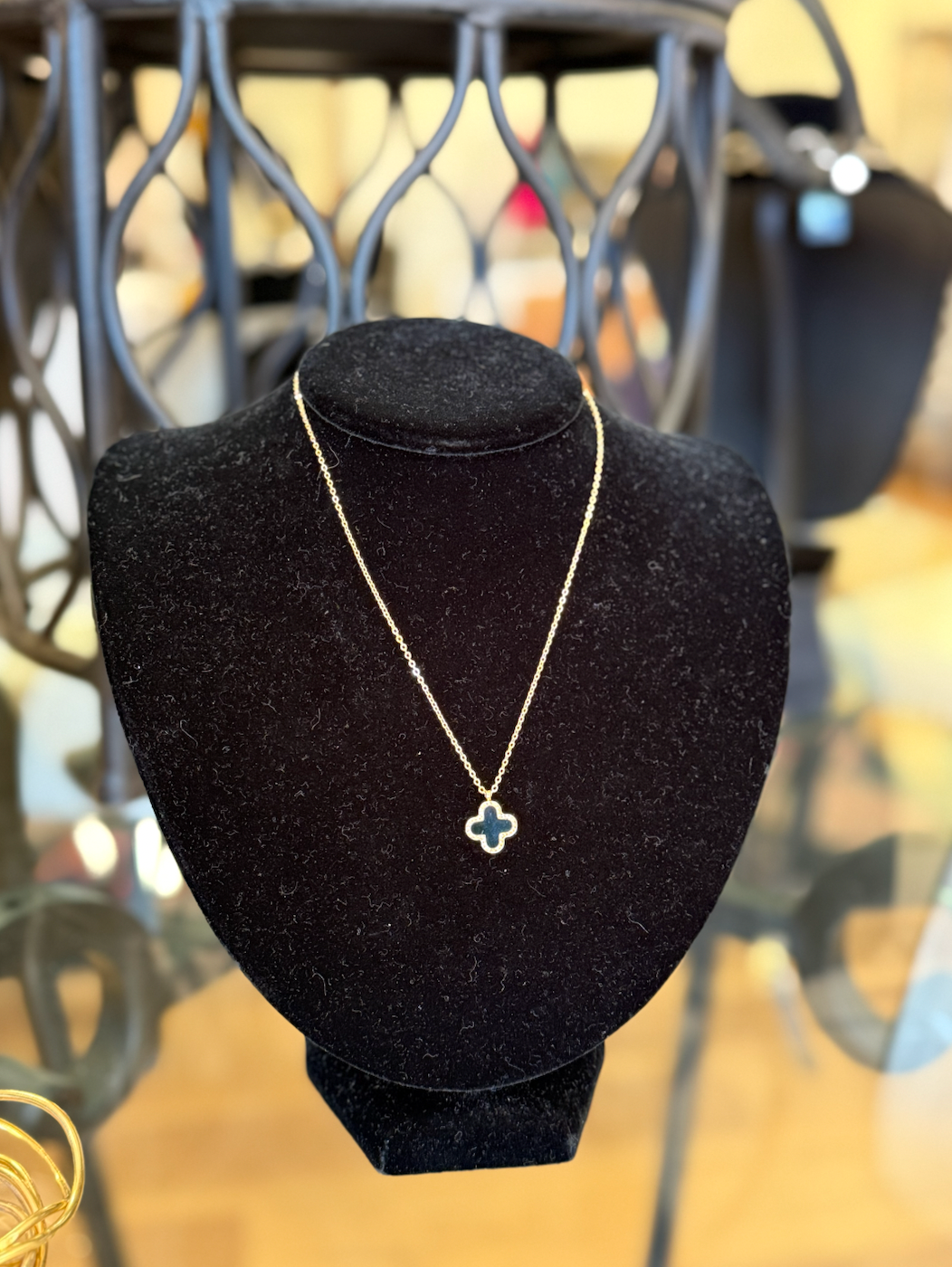 Midnight Clover Pendant Necklace