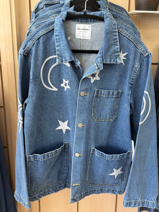 White Embroidery Denim Jacket