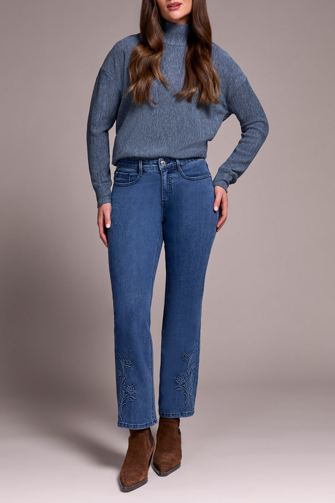 Audrey Flare Jeans w/ 3D Flower by Silk Road Connection