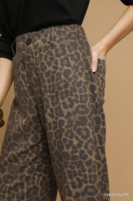 Animal Print Wide Leg Pants
