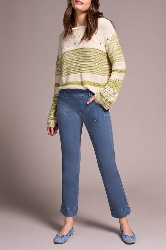 Slate Blue Pull on Ankle Pant