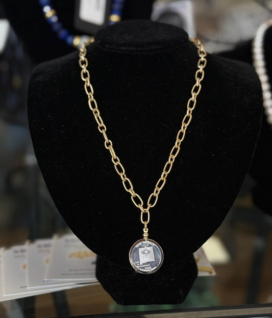 Gold Chain Necklace w/ NM Quarter (LJ493)