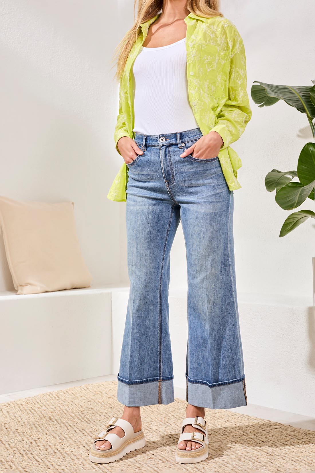 Brooke Cuffed Palazzo Jeans