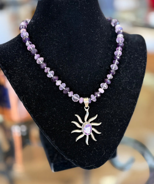 Amethyst w/ Sun Amethyst Pendant (LJ81)