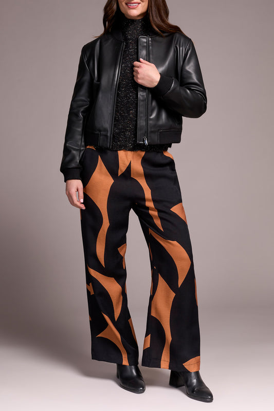 Black Zipped Front Cropped Bomber Jacket