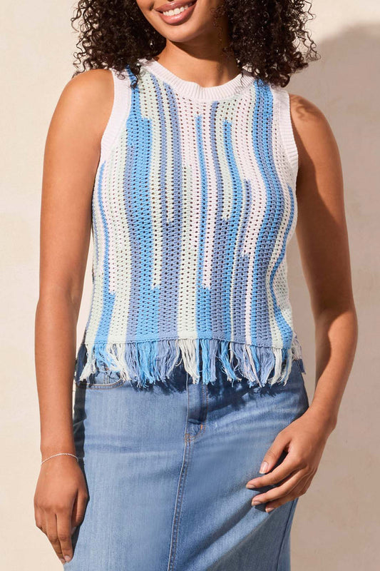 Tribal Sailboat Fringed Sweater