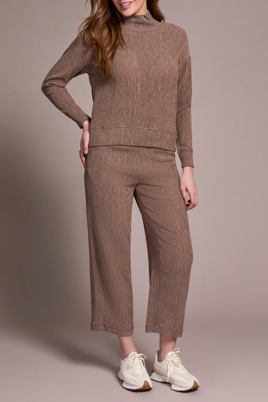 L/S Mock Neck Top - Fossil