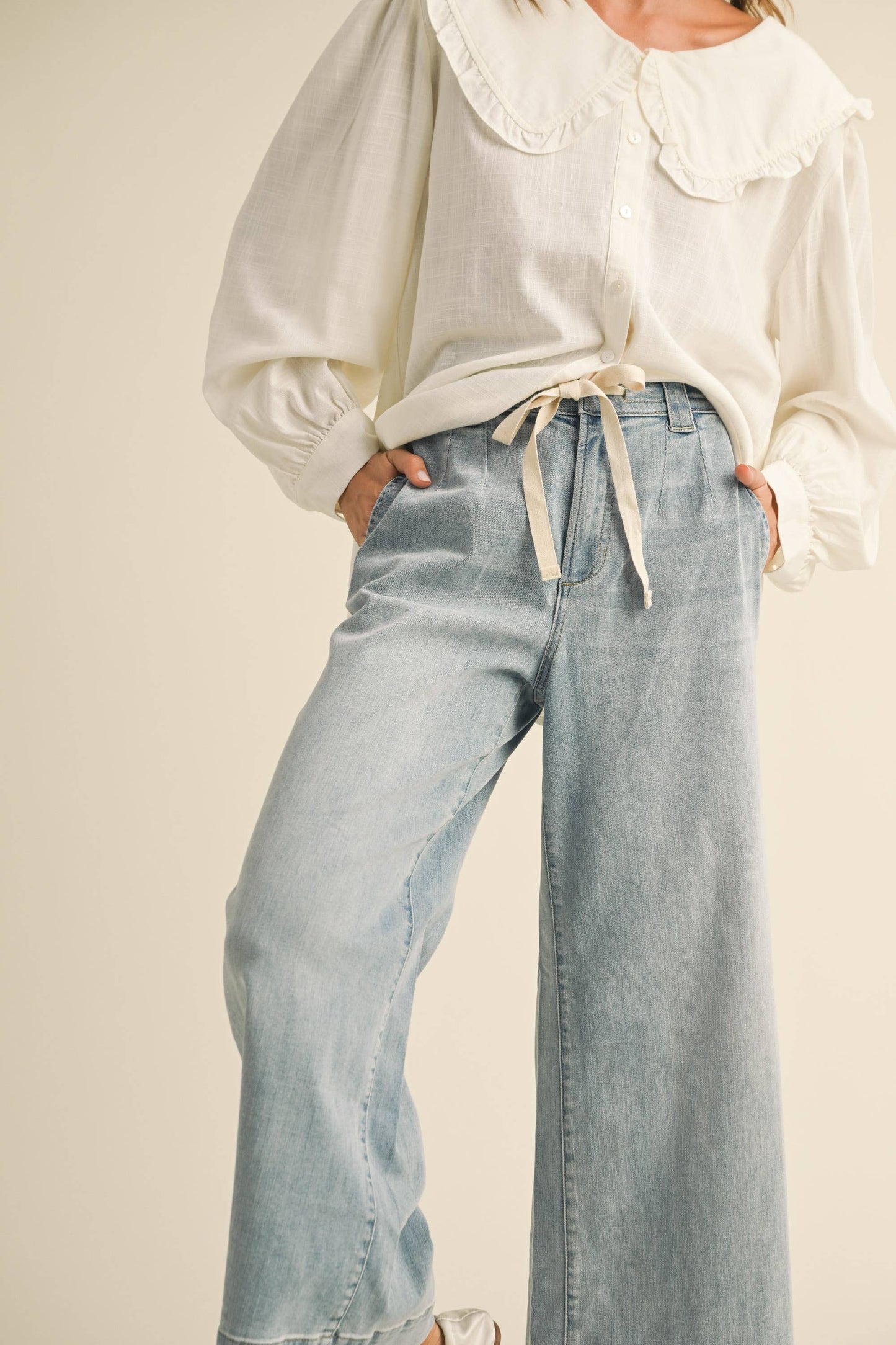 Weekend Wide Leg Tie Waist Jeans