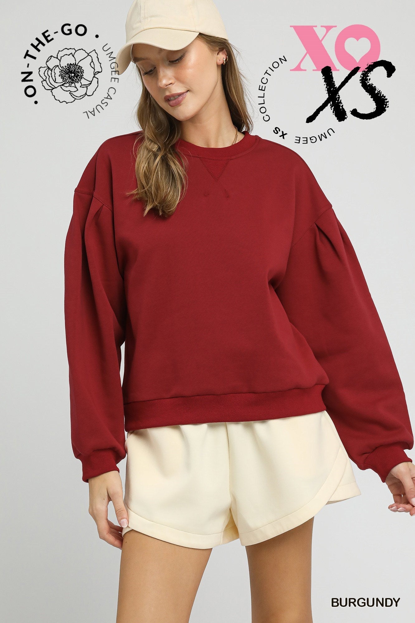 Umgee Burgundy Fleece Pull Over Top