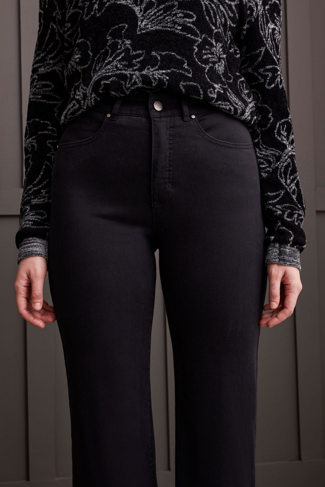 Black Comfort Stretch Wide Leg Pants
