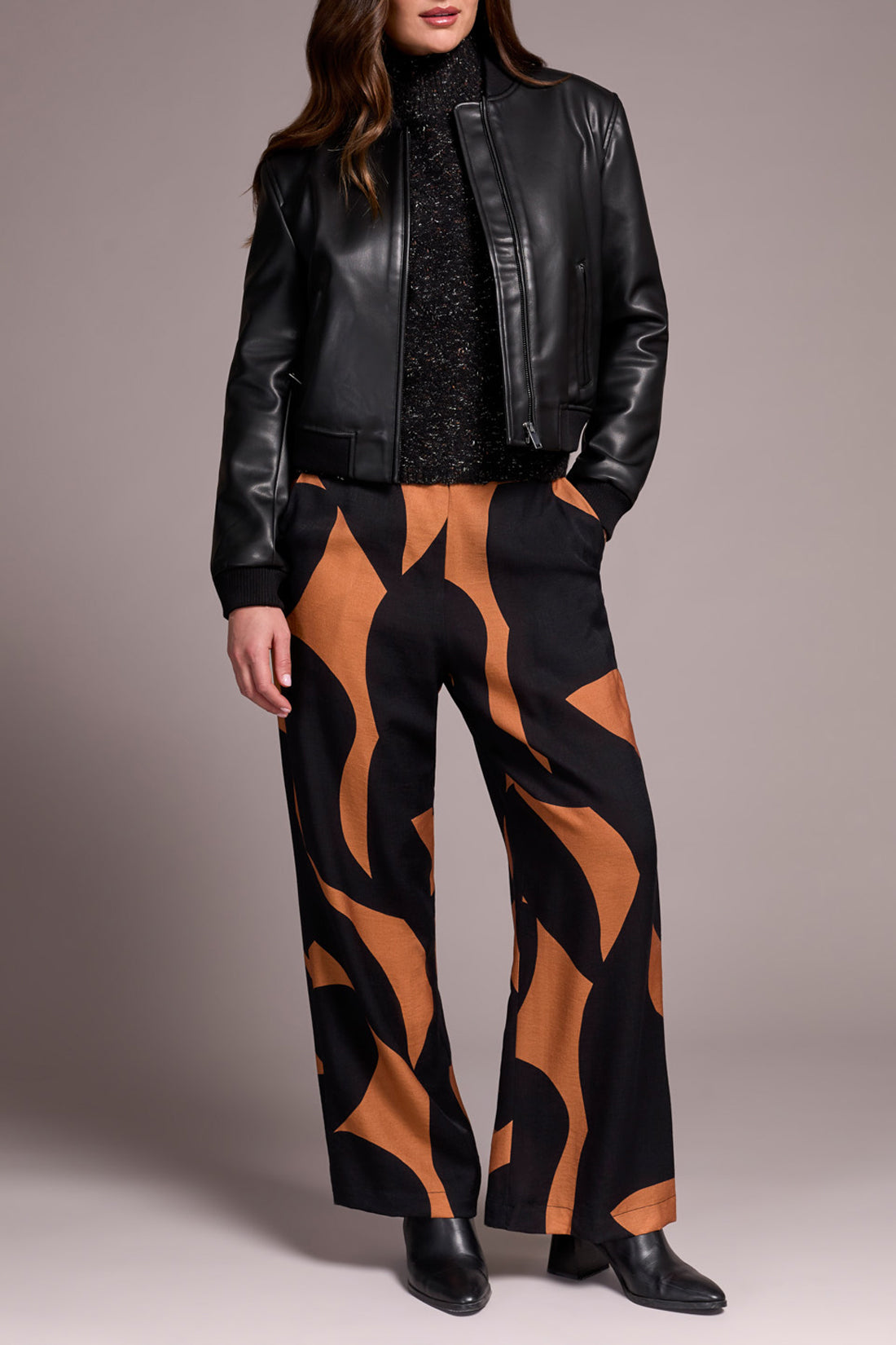 Black Zipped Front Cropped Bomber Jacket