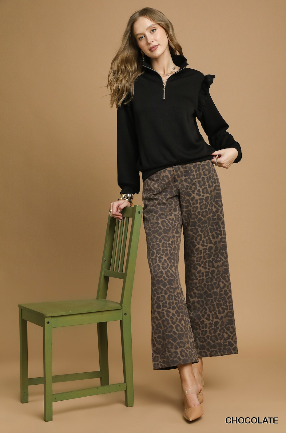 Animal Print Wide Leg Pants